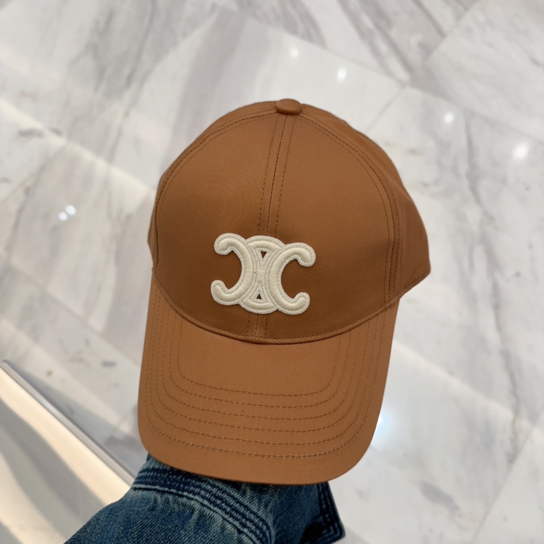 Celine Caramel Cotton Cap - Celine Caramel Cotton Baseball Cap - White