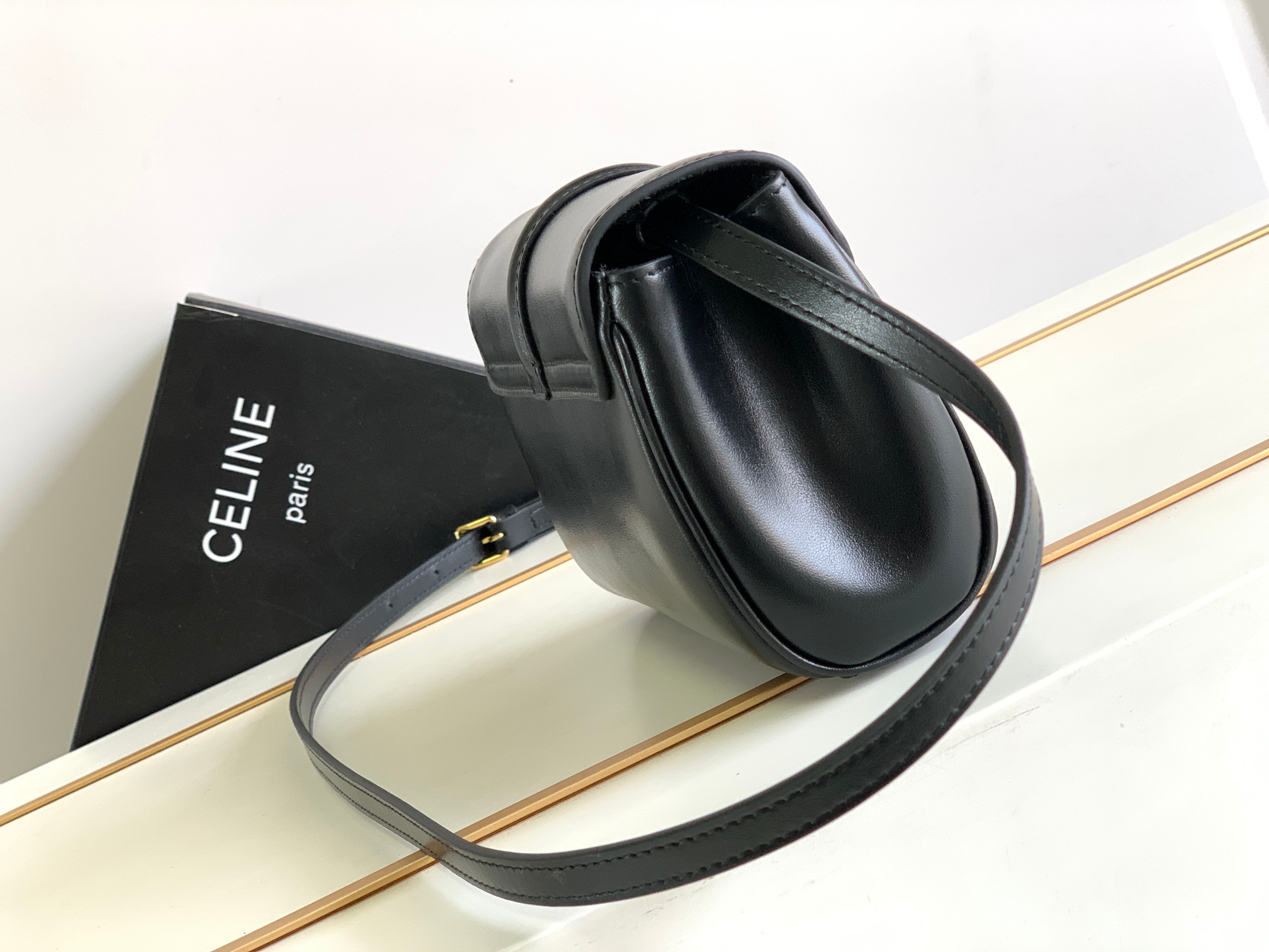 Celine LONG STRAP IN SMOOTH CALFSKIN WITH GOLD