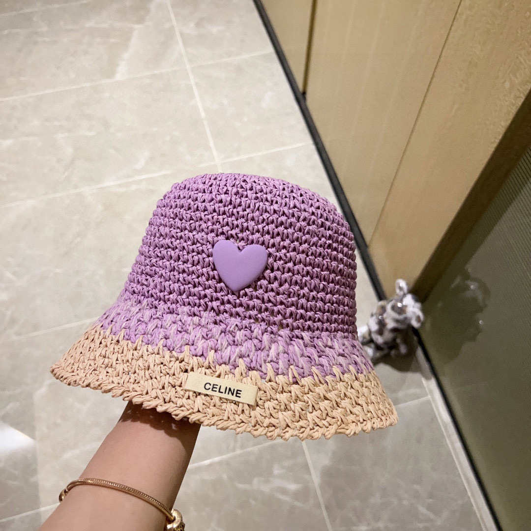 Celine Purple Crochet Bucket Hat - Heart Detail