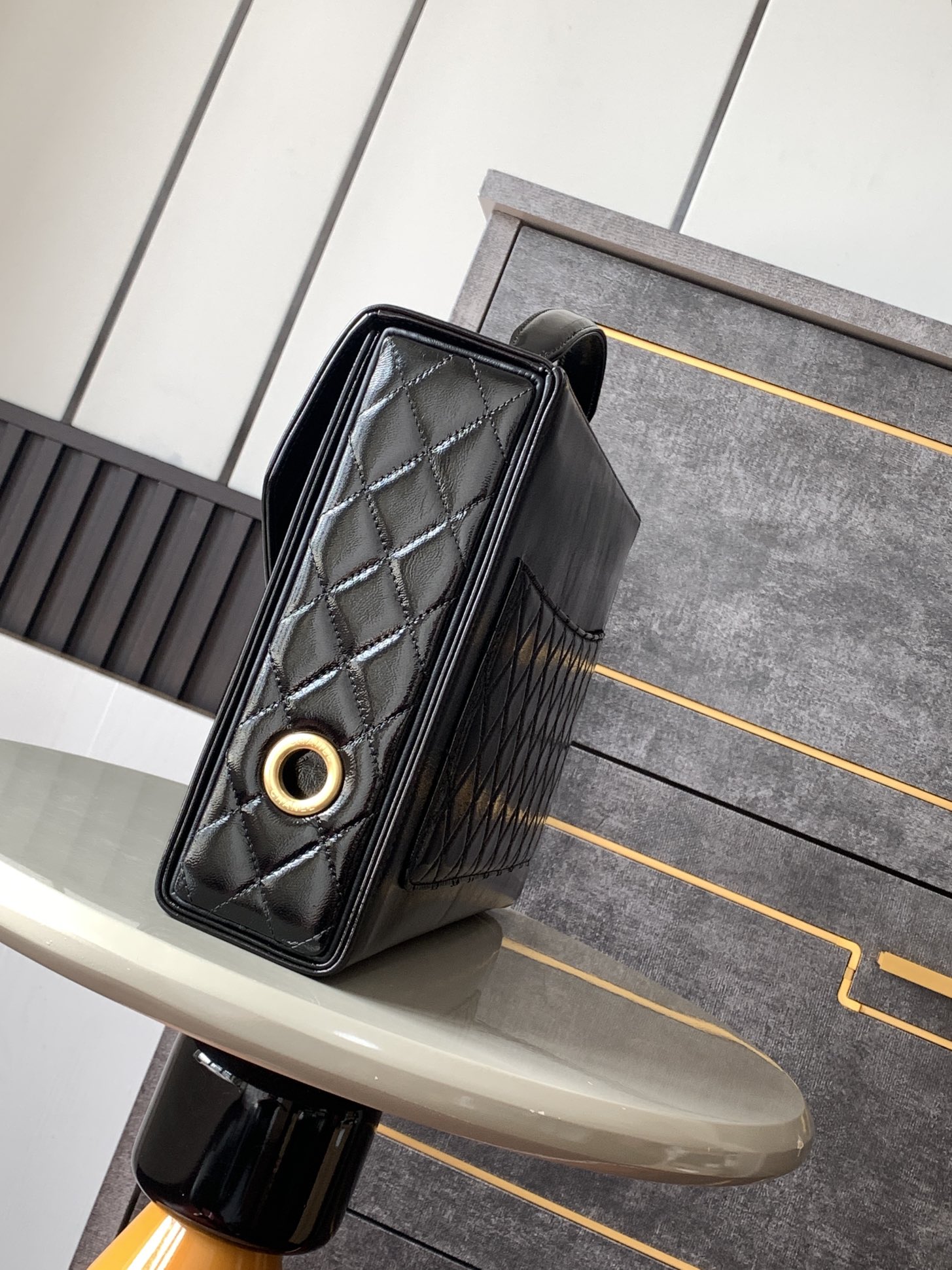 Chanel 2023/2024 Patent Leather Briefcase - Black Handl