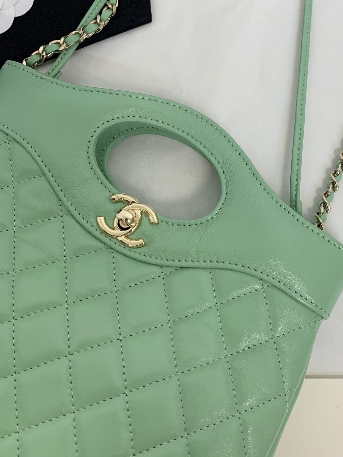 Chanel 2024 Small 31 Shopping Bag - Green Handle Bags