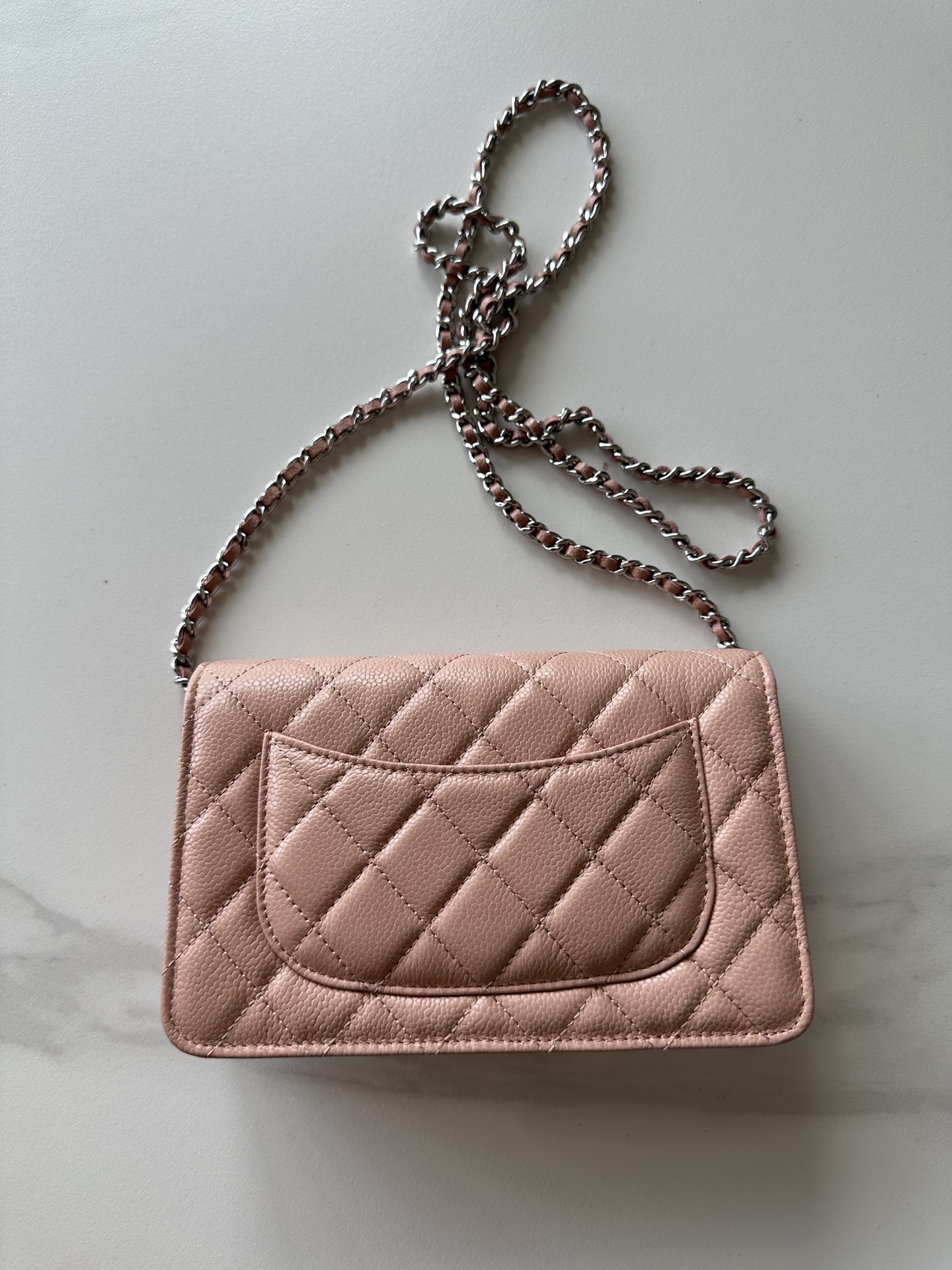 Chanel 23P Beige Caviar Wallet On Chain WOC Gold CC Logo