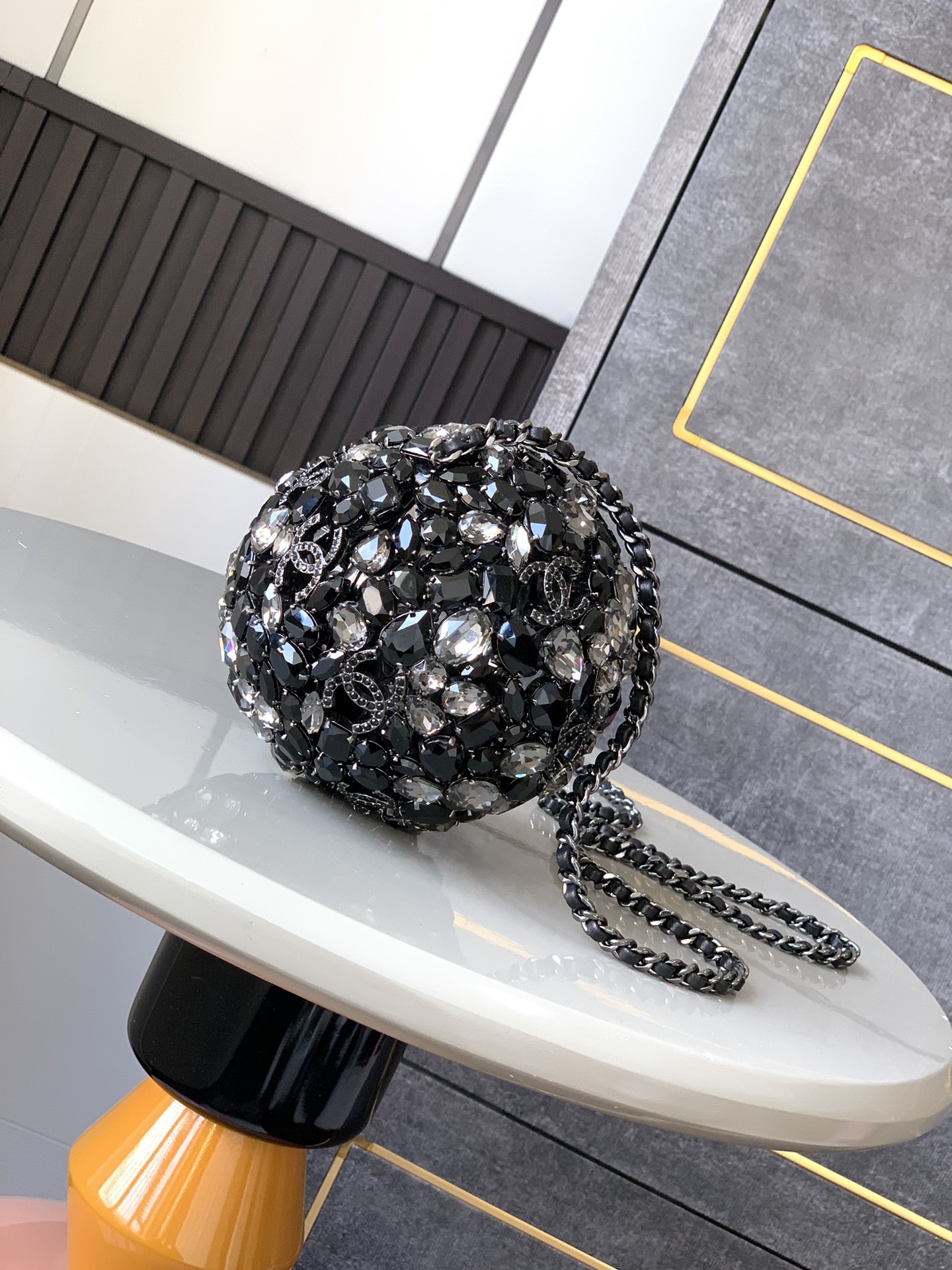 Chanel 24A Black Crystal Ball Handbag Super