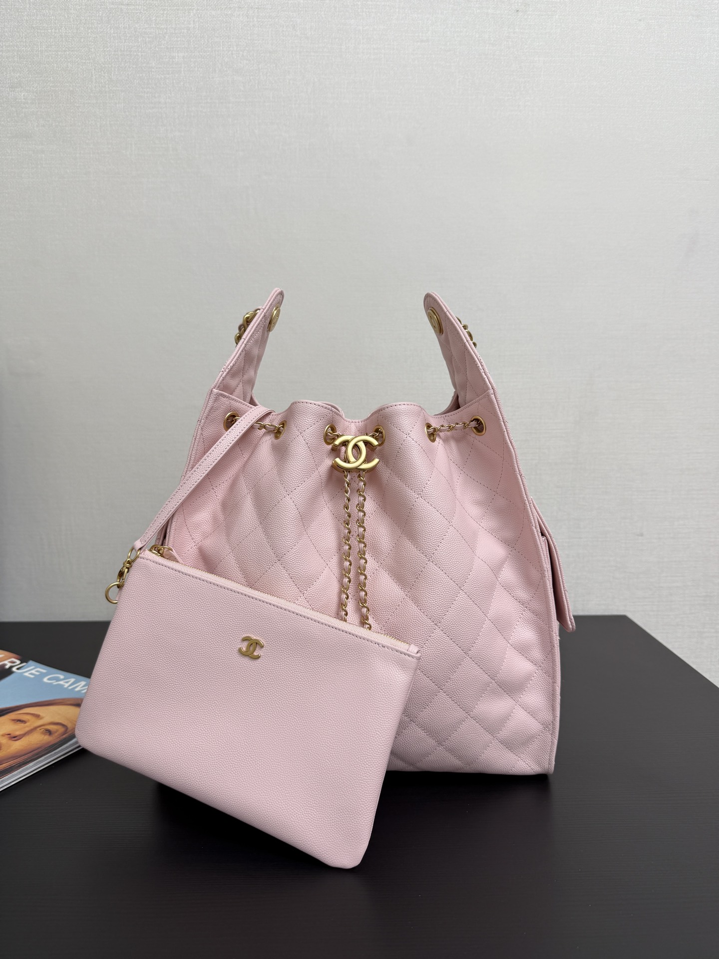 CHANEL 25 Medium Handbag   Grained Calfskin & Gold-Tone Metal  Light Pink