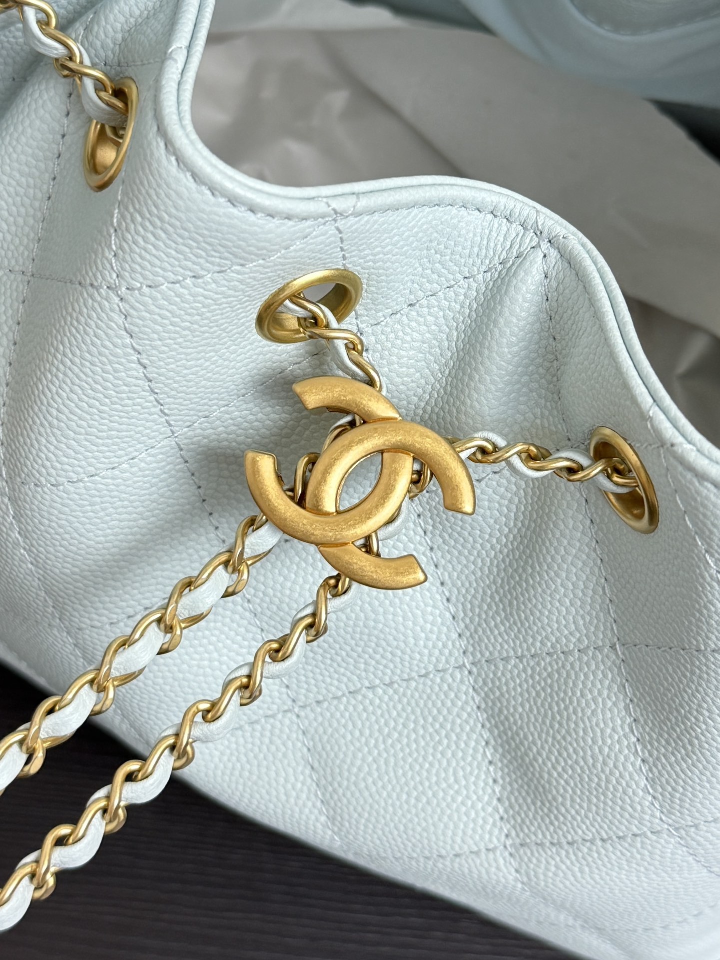 CHANEL 25 Small Handbag   Grained Calfskin & Gold-Tone Metal  Light Blue