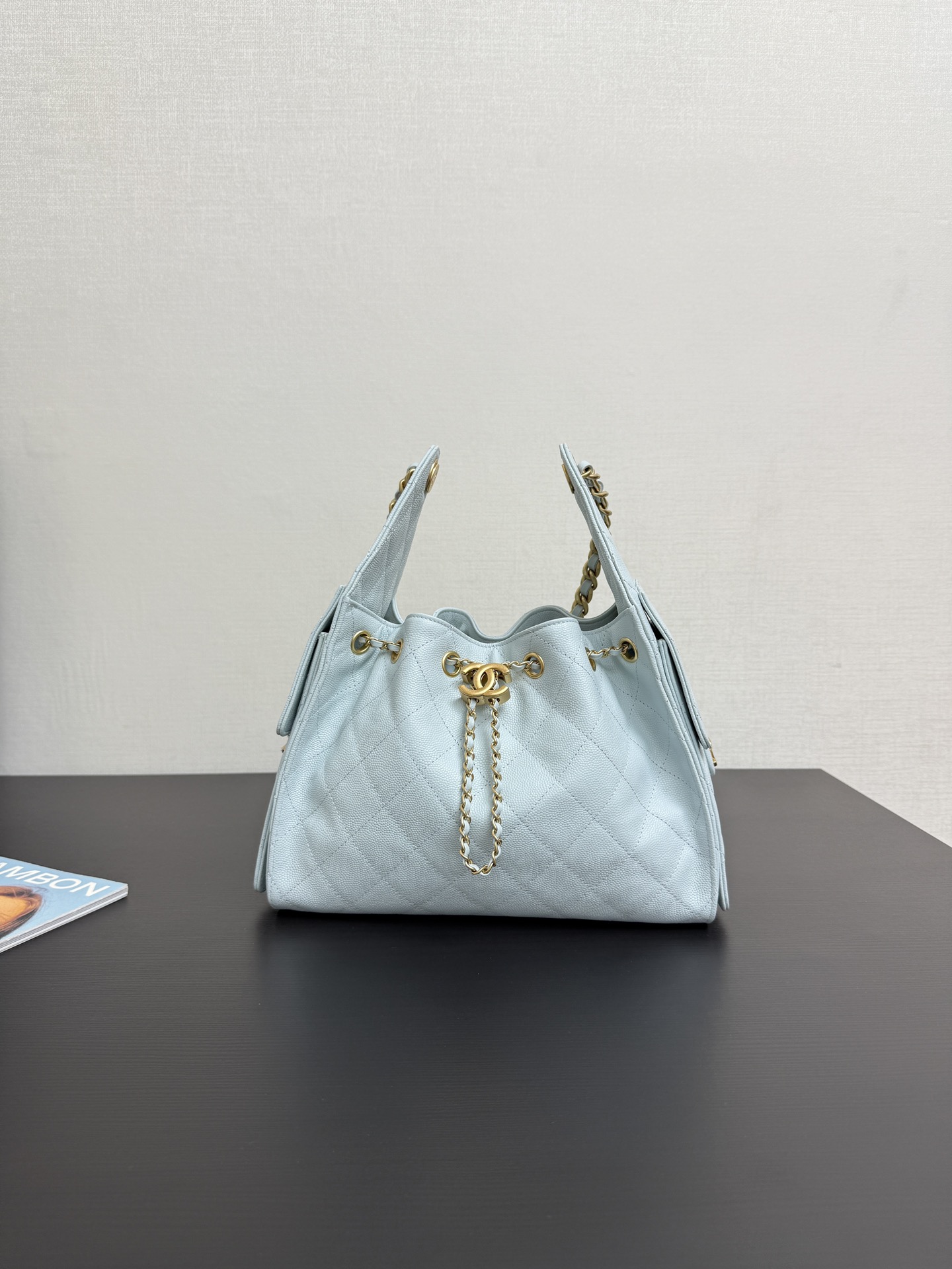 CHANEL 25 Small Handbag   Grained Calfskin & Gold-Tone Metal  Light Blue