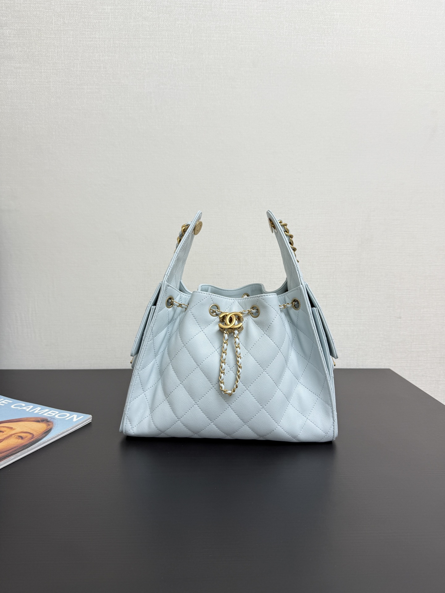 CHANEL 25 Small Handbag   Grained Calfskin & Gold-Tone Metal  Light Blue