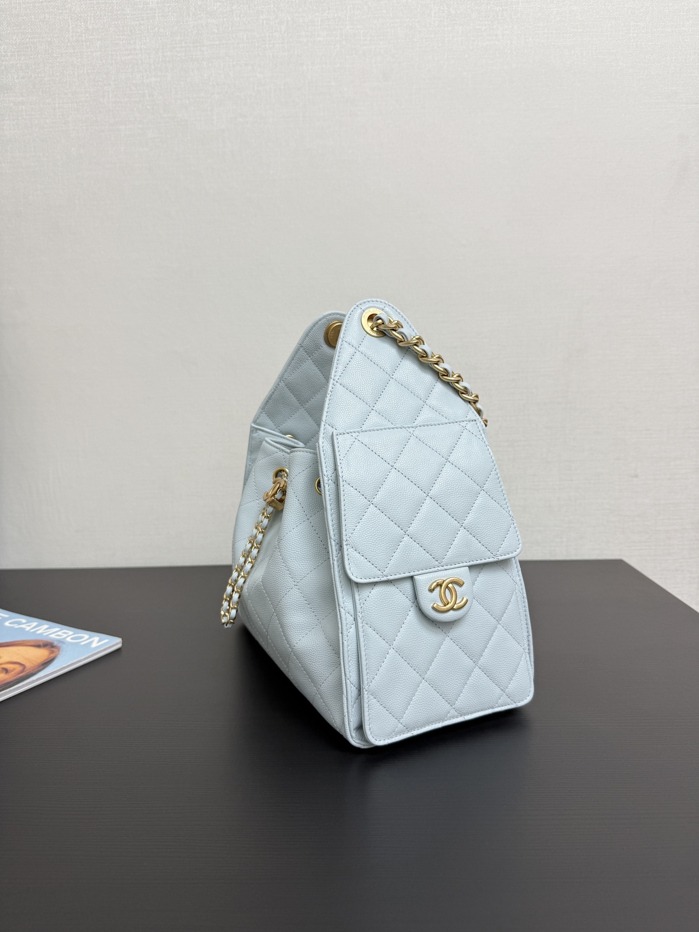 CHANEL 25 Small Handbag   Grained Calfskin & Gold-Tone Metal  Light Blue