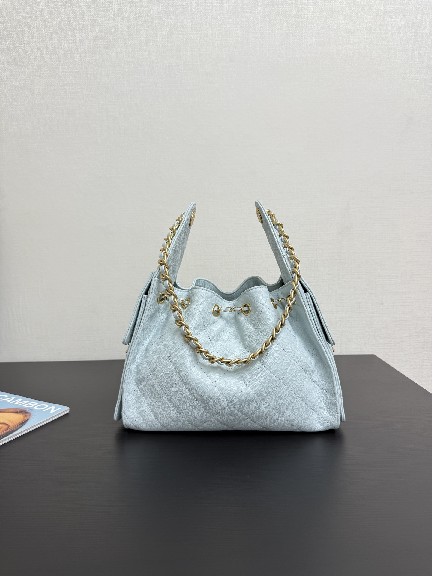 CHANEL 25 Small Handbag   Grained Calfskin & Gold-Tone Metal  Light Blue