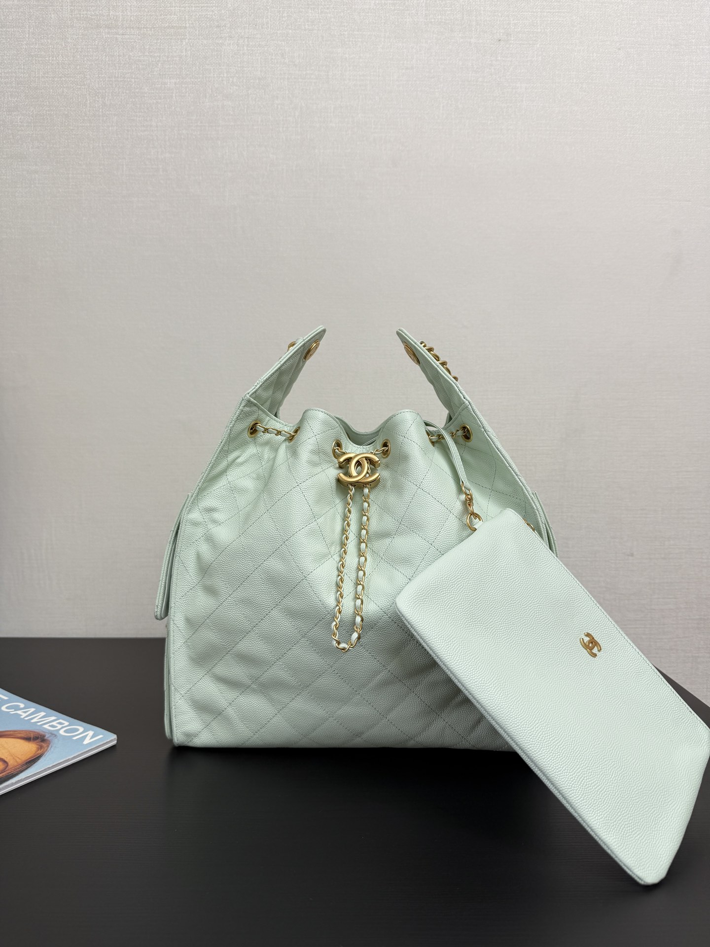 CHANEL 25 Small Handbag   Grained Calfskin & Gold-Tone Metal  Light Green
