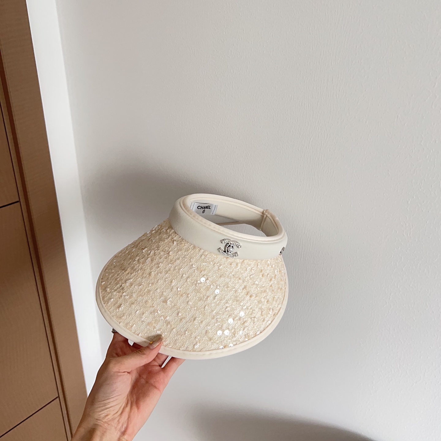 Chanel Cream Sequin Visor - Designer Sun Visor