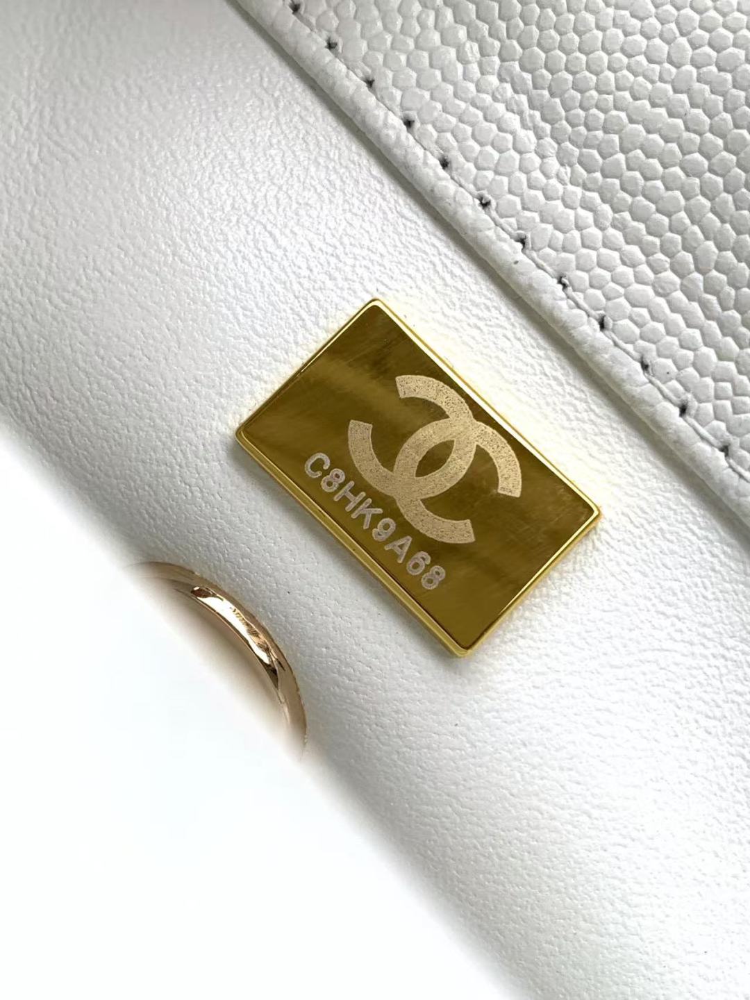 Chanel Black Camellia Embossed Leather WOC Clutch white