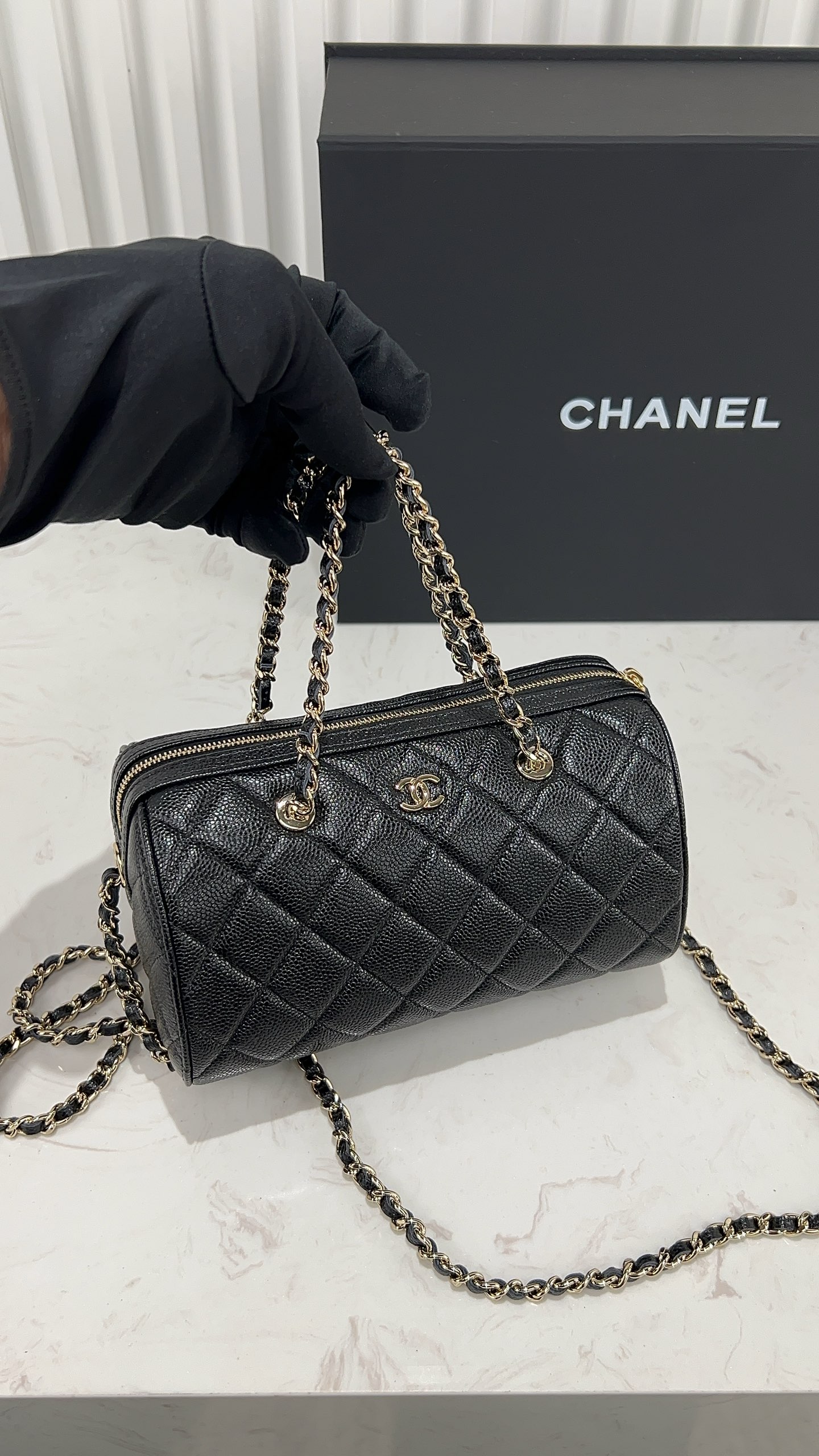 Chanel Black Caviar Leather Timeless Classic Line Shoulder Bag Chanel