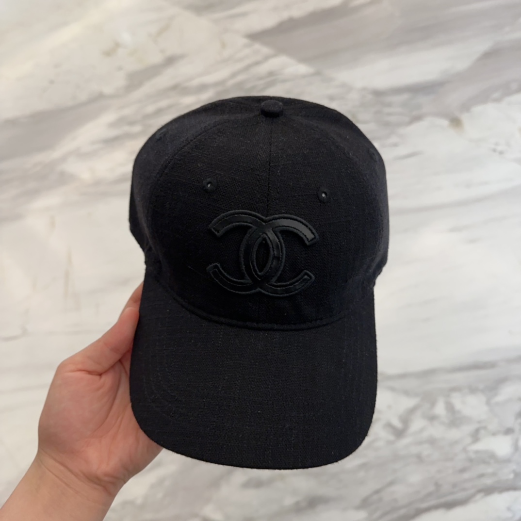 Chanel Black Wool Baseball Cap - Tonal Logo