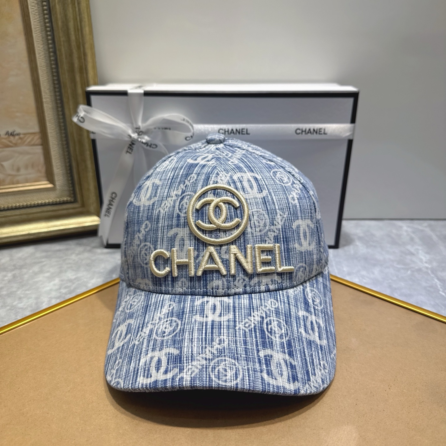 Chanel Denim Baseball Cap - Chanel Denim Print Baseball Cap - Designer