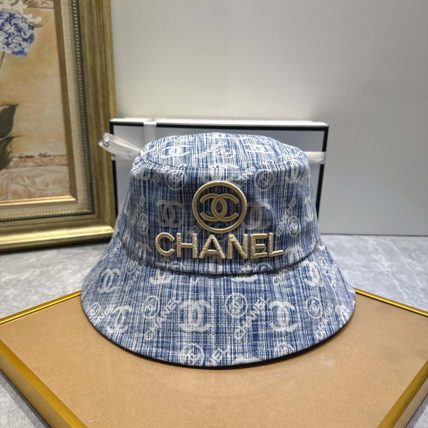 Chanel Blue Denim Bucket Hat - Chanel Blue Denim CC Logo Bucket Hat