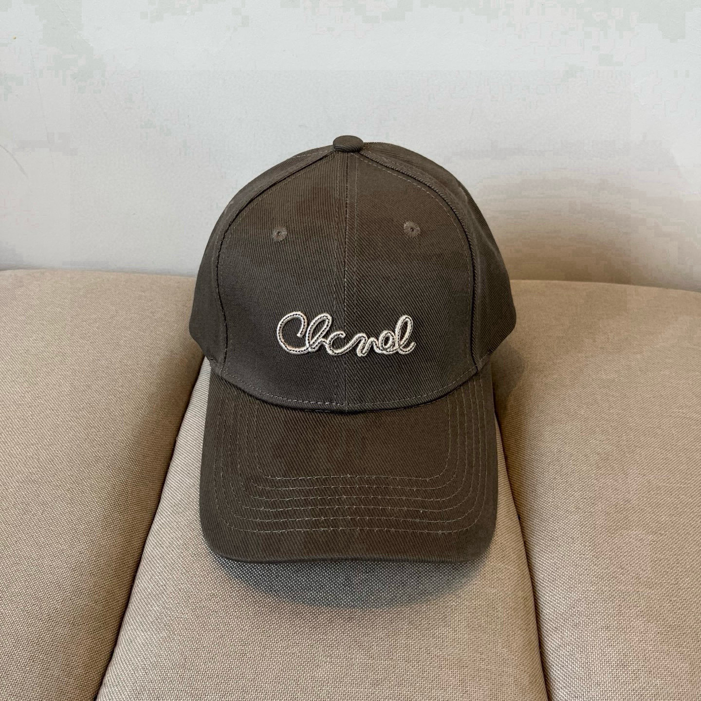Chanel Olive Green Cotton Cap - Embroidered Logo