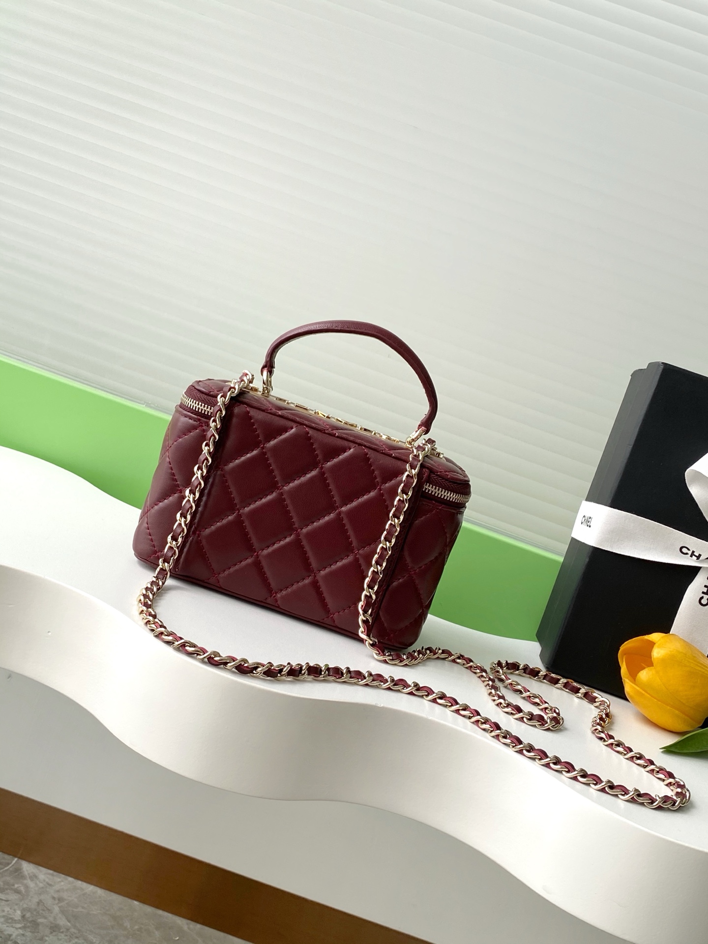 Chanel Burgundy Quilted Leather Pick Me Up Vanity Bag