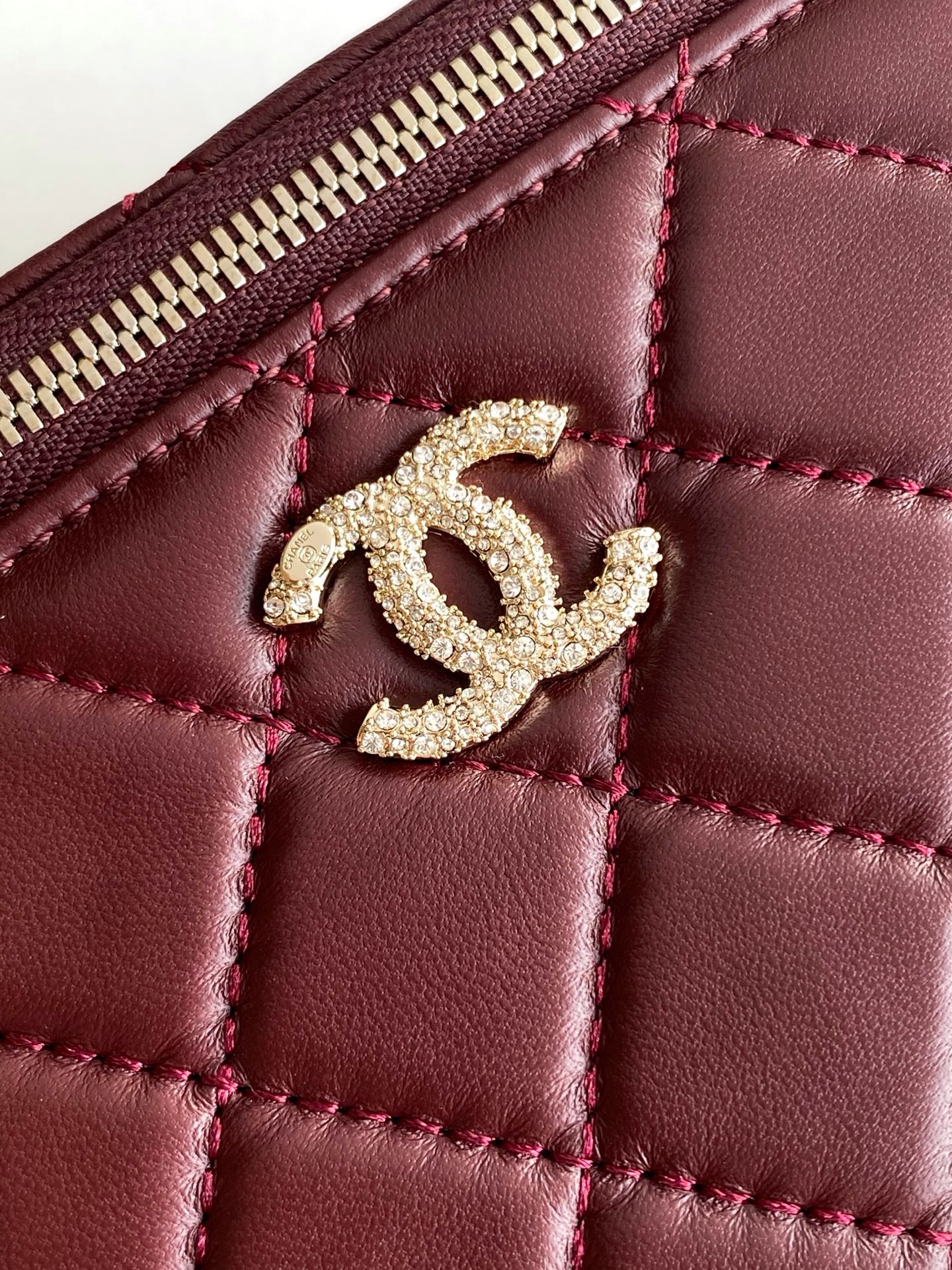 Chanel Burgundy Quilted Leather Pick Me Up Vanity Bag