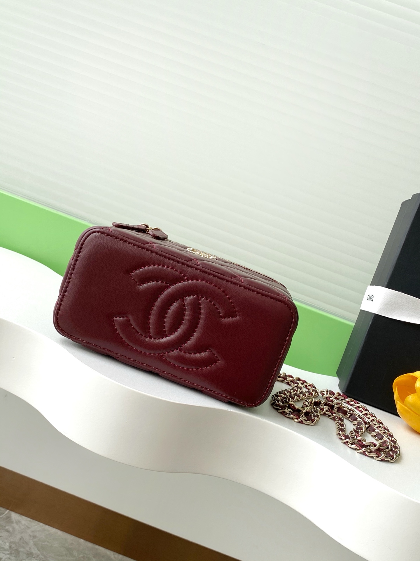 Chanel Burgundy Quilted Leather Pick Me Up Vanity Bag