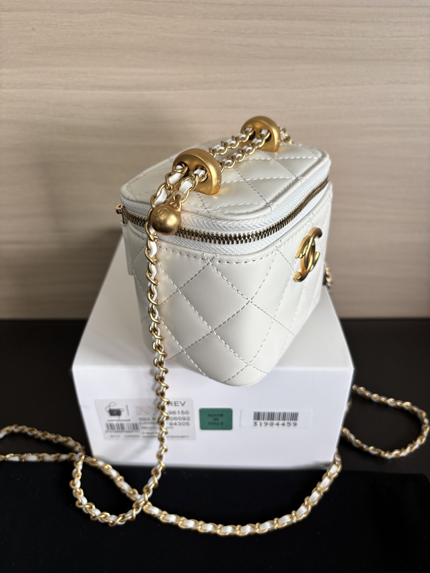 CHANEL Calfskin Quilted Mini Perfect Fit Vanity Case With