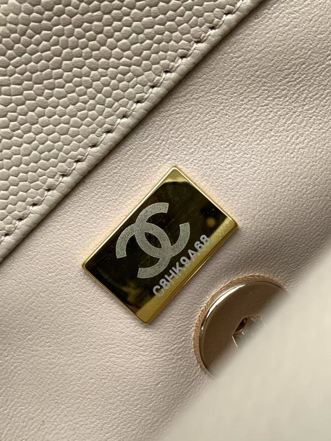 CHANEL Caviar Lizard Embossed Quilted Extra Mini Coco Handle Flap Dark Beige 787115