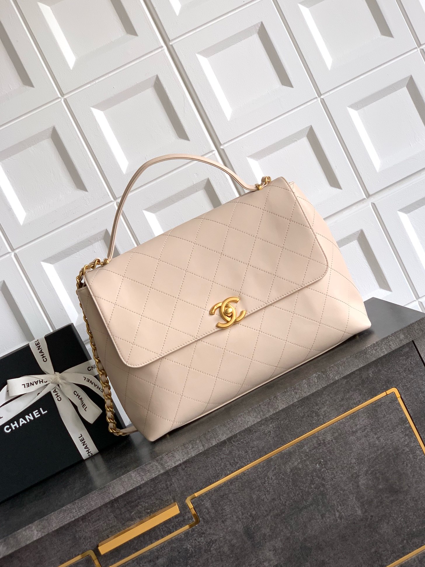 Caviar Lizard Quilted Small Coco Handle Flap Black main image 1