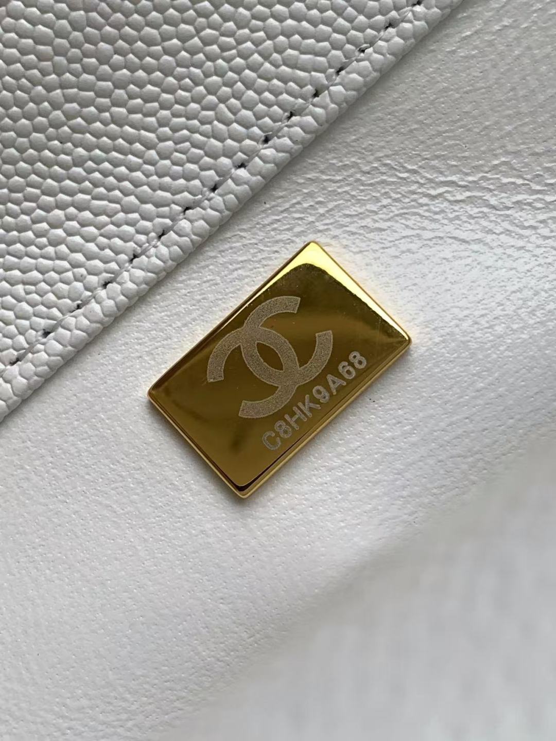 CHANEL Caviar Quilted Medium Coco Handle Flap White 820188