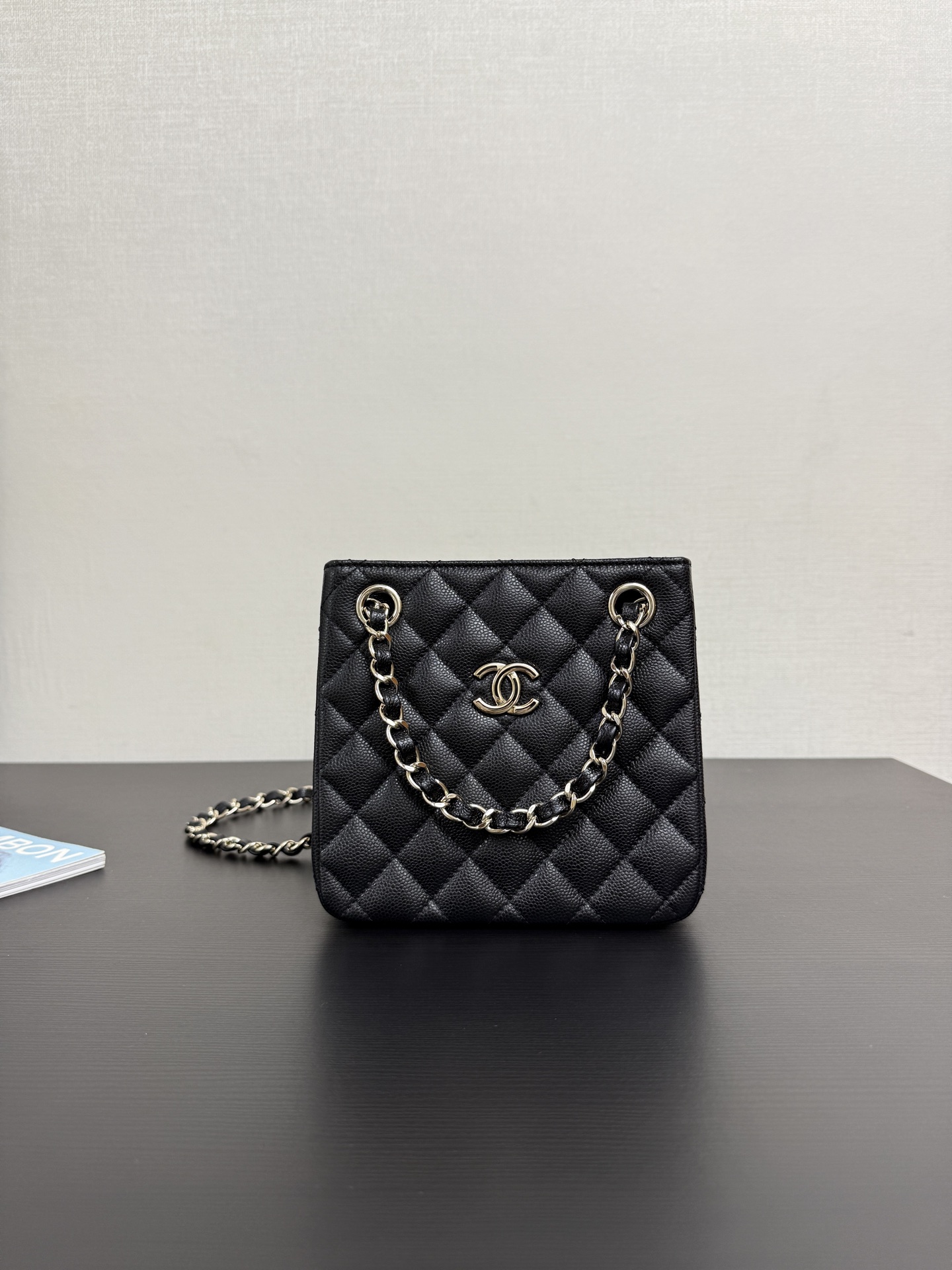 CHANEL Caviar Quilted Mini Bucket Bag Black 1321909