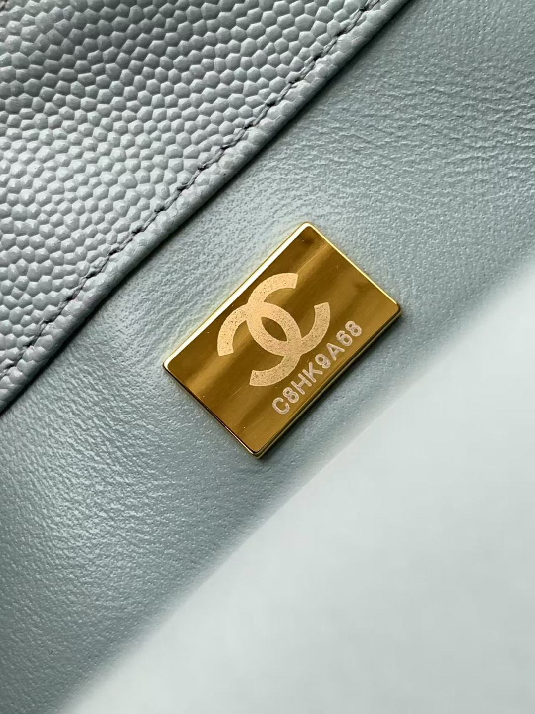 CHANEL Caviar Quilted Mini Coco Handle Flap Light Blue