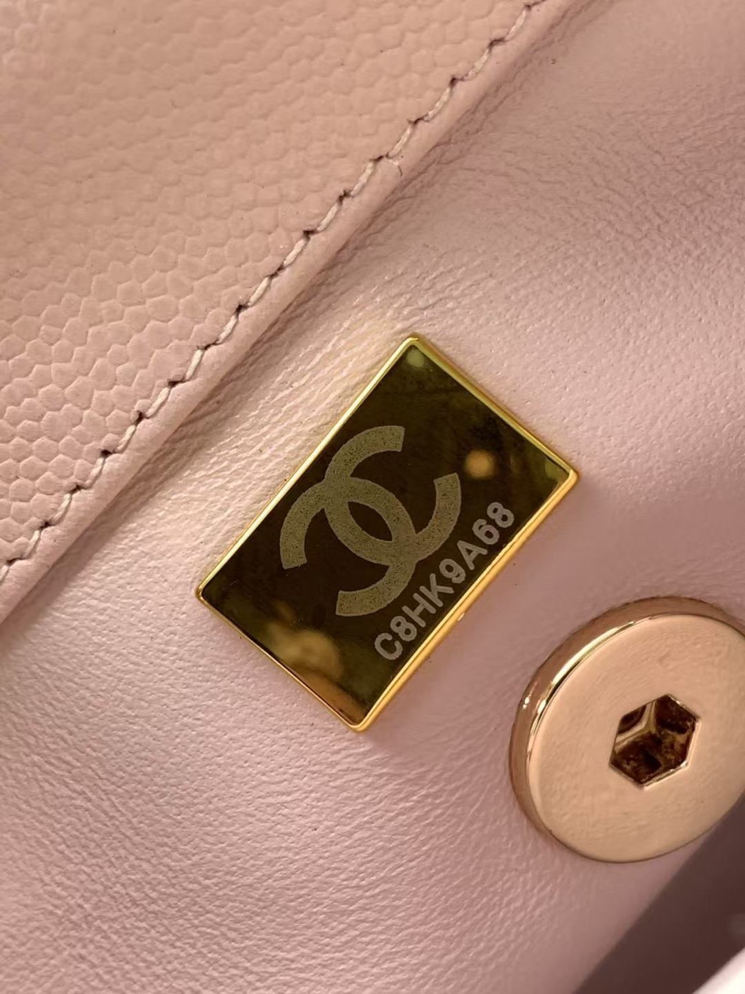 CHANEL Caviar Quilted Mini Coco Handle Flap Light Pink