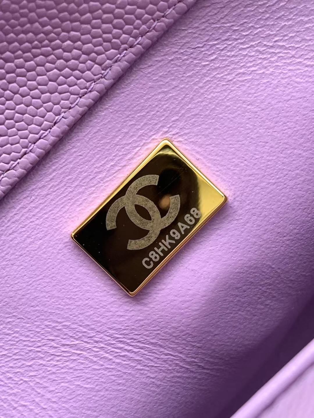 CHANEL Caviar Quilted Mini Coco Handle Flap Purple