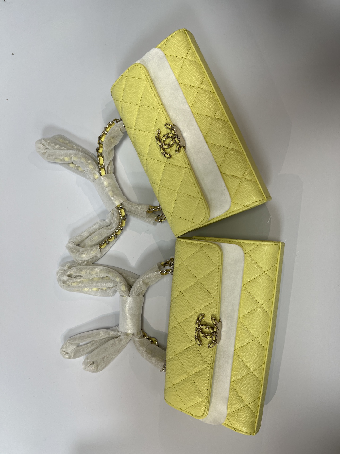 CHANEL Caviar Quilted Mini Coco Handle Flap Yellow 689837