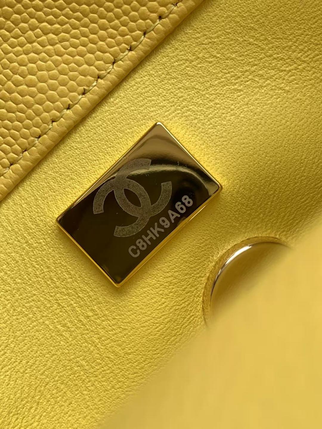 CHANEL Caviar Quilted Mini Coco Handle Flap Yellow 798423