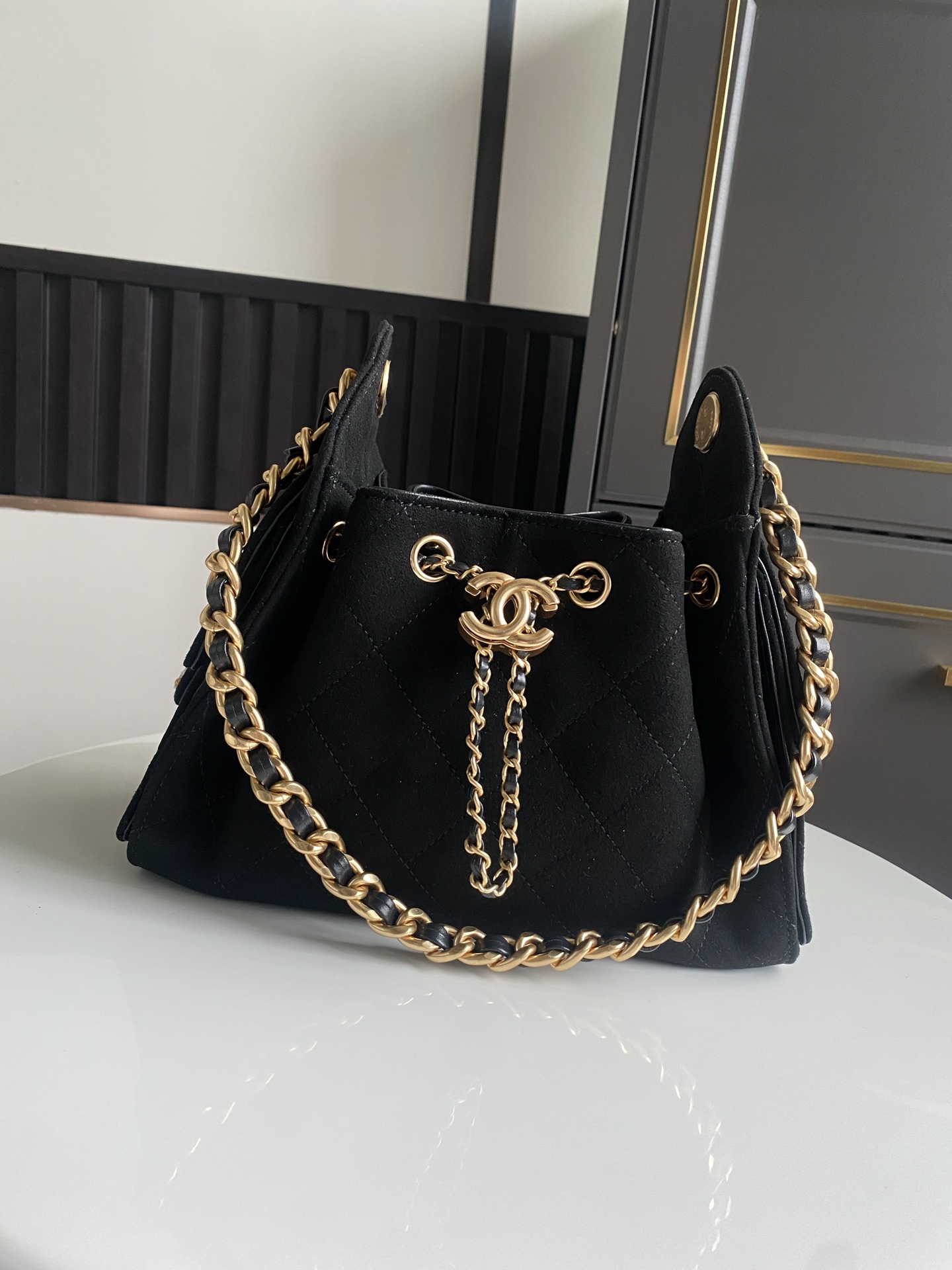 CHANEL Caviar Quilted Small Chanel 25 Handbag Black