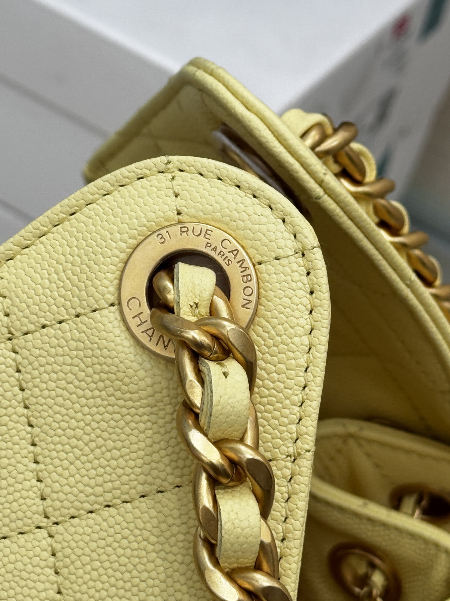 Chanel  Caviar Quilted Small Chanel 25 Handbag Light Yellow