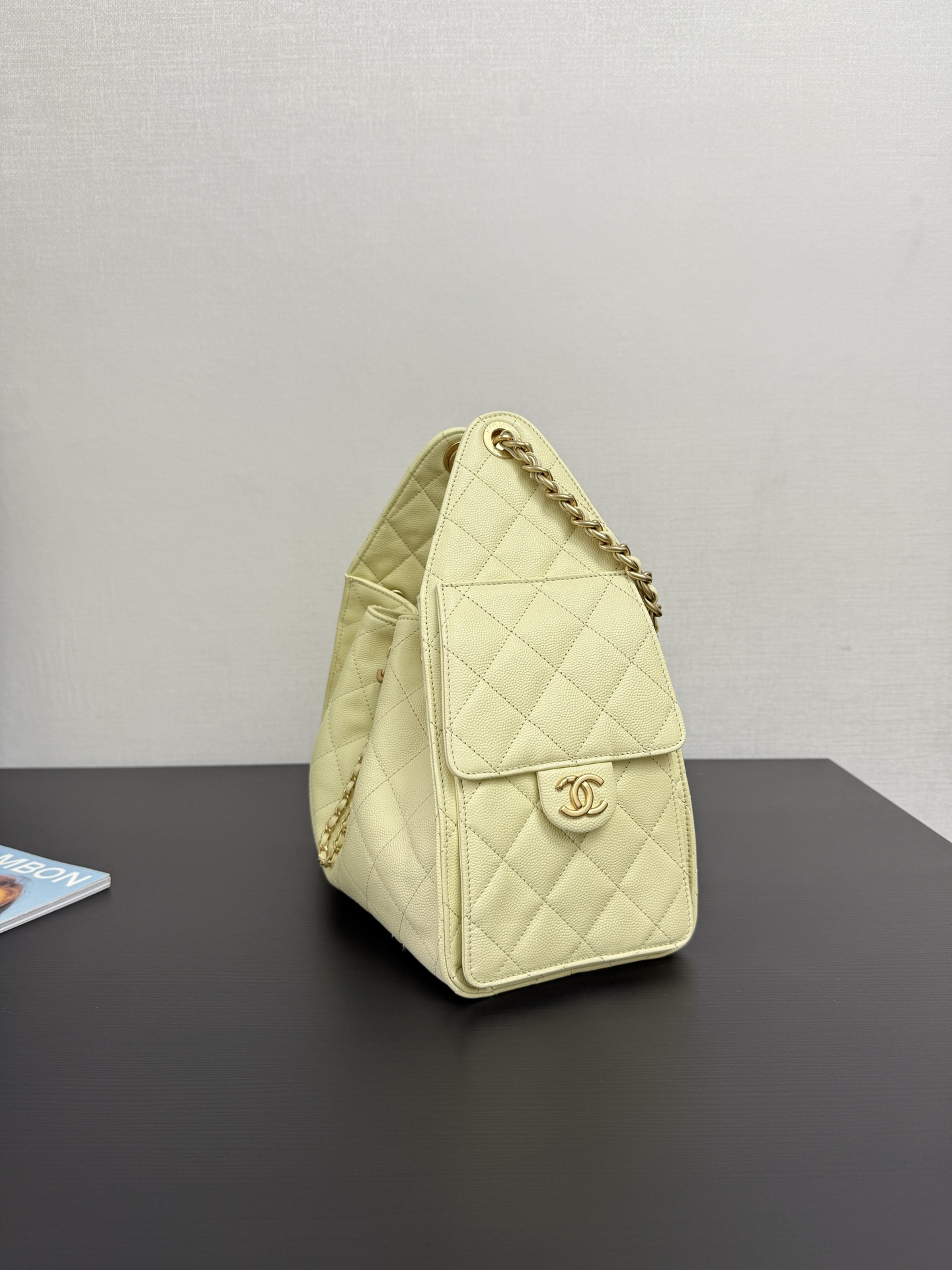 CHANEL Caviar Quilted Small Chanel 25 Handbag Light Yellow