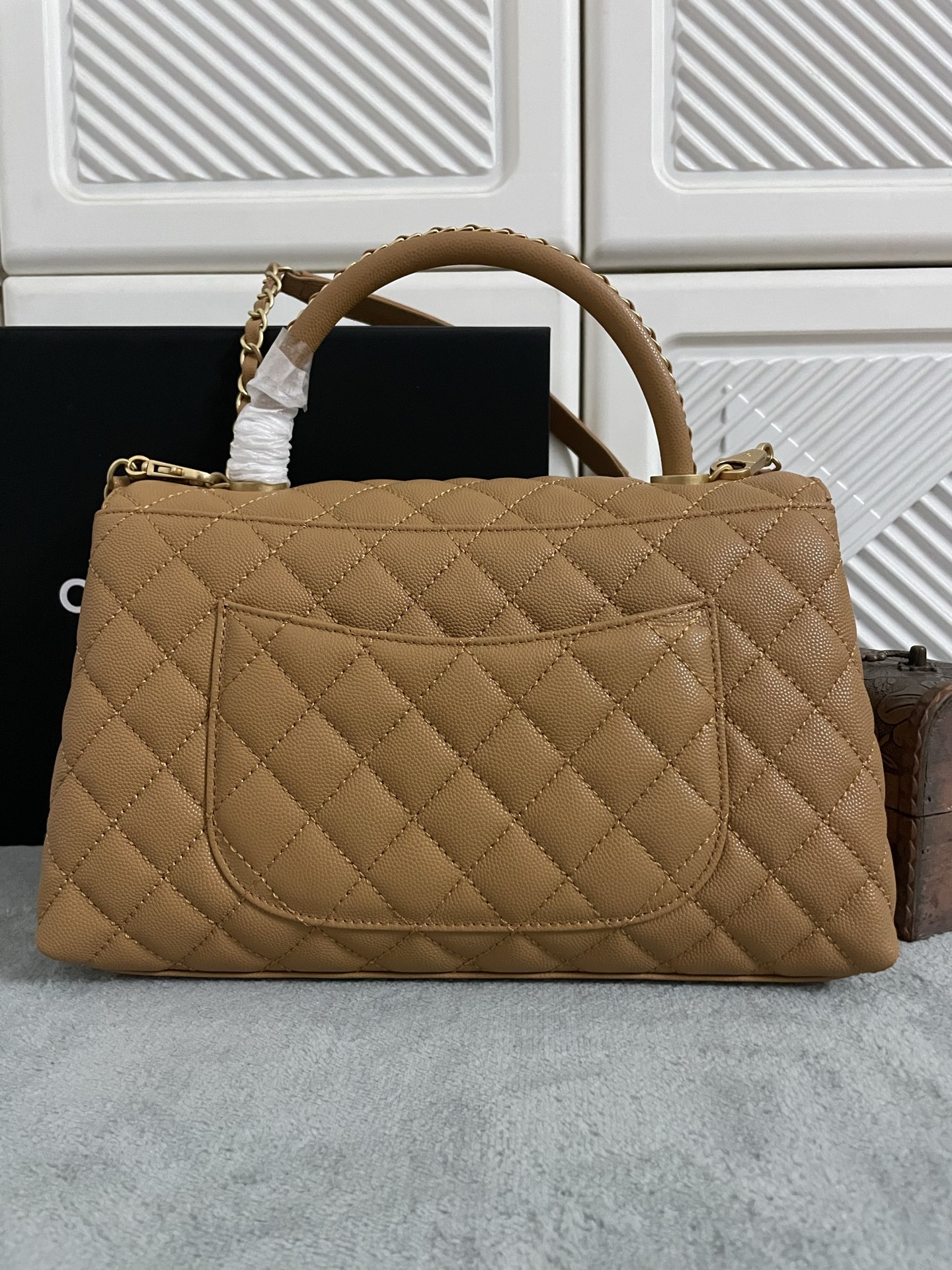 CHANEL Caviar Quilted Small Coco Chain Handle Flap Brow