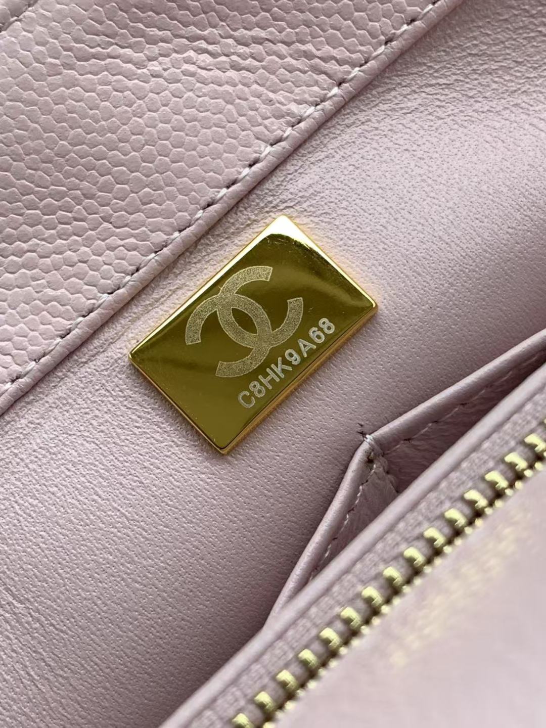 CHANEL Caviar Quilted Small Coco Handle Flap Light Pink