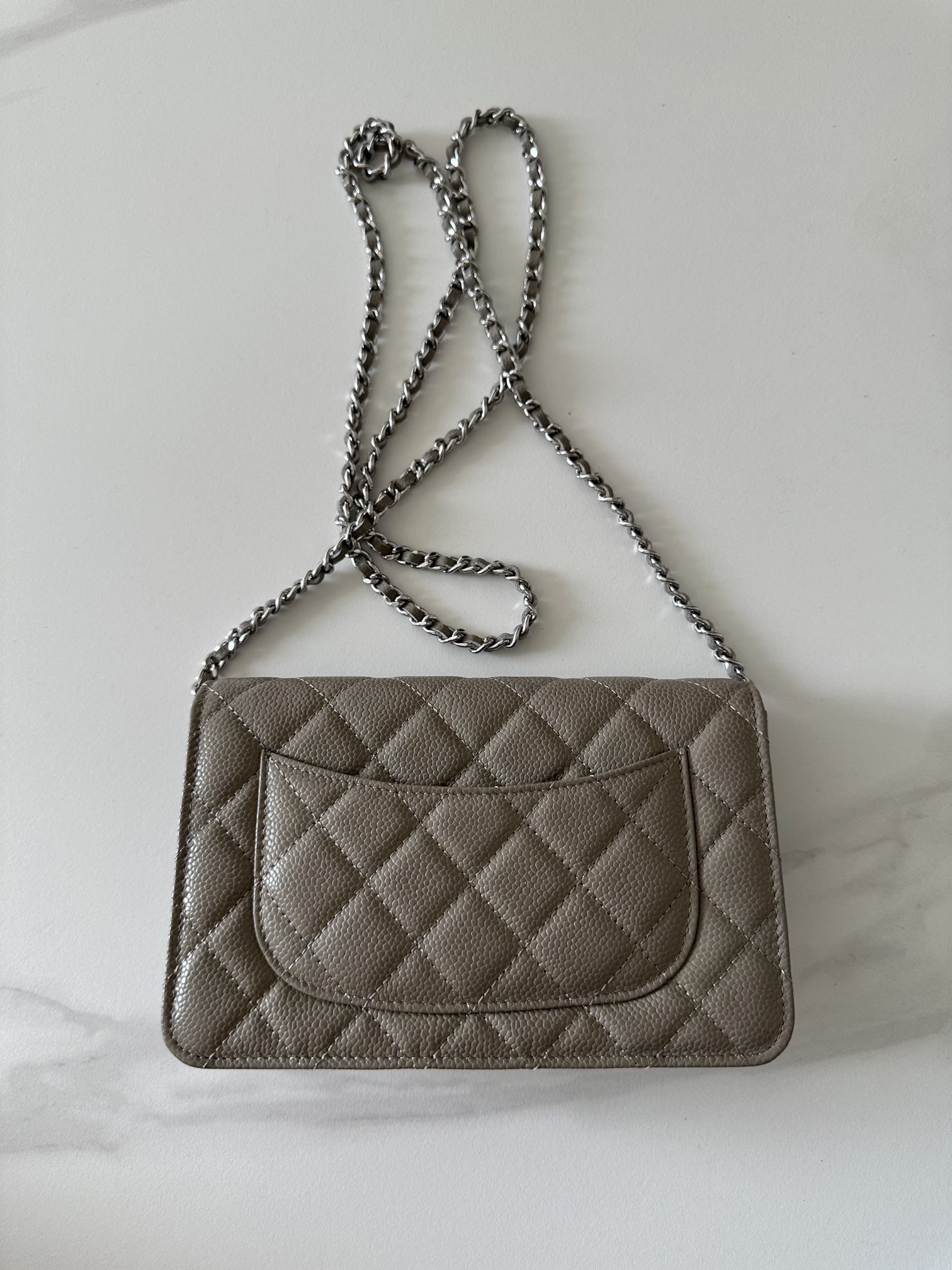 CHANEL Caviar Quilted Wallet On Chain WOC Beige 1128485