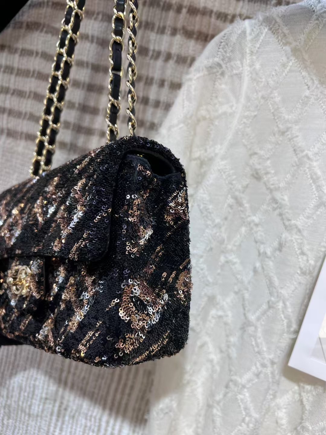 Chanel CC Flap Bag Chevron Sequins Mini