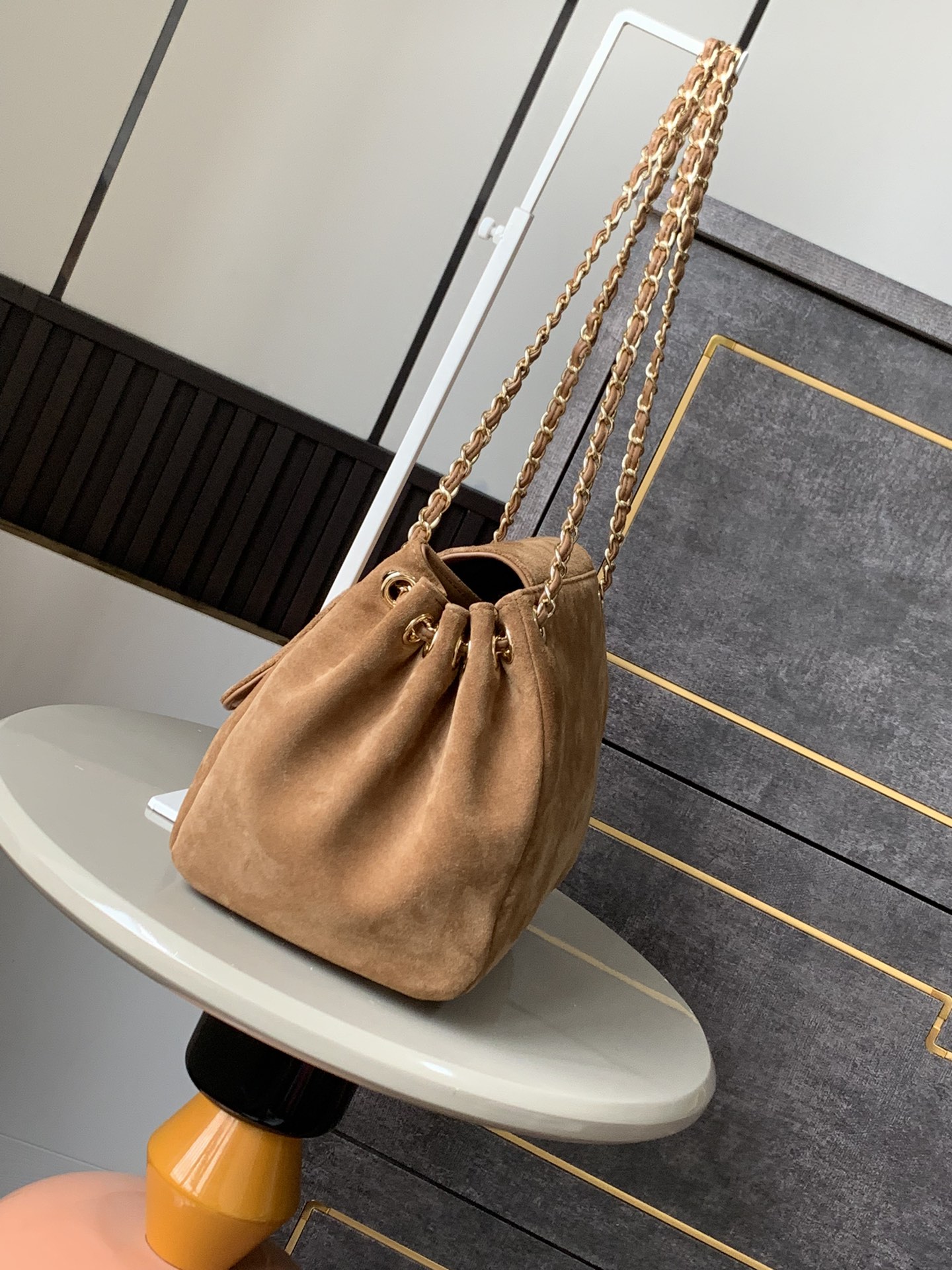 Chanel CC Suede Accordion Flap Bag - Brown Shoulder Bags, Handbags - CHA6505