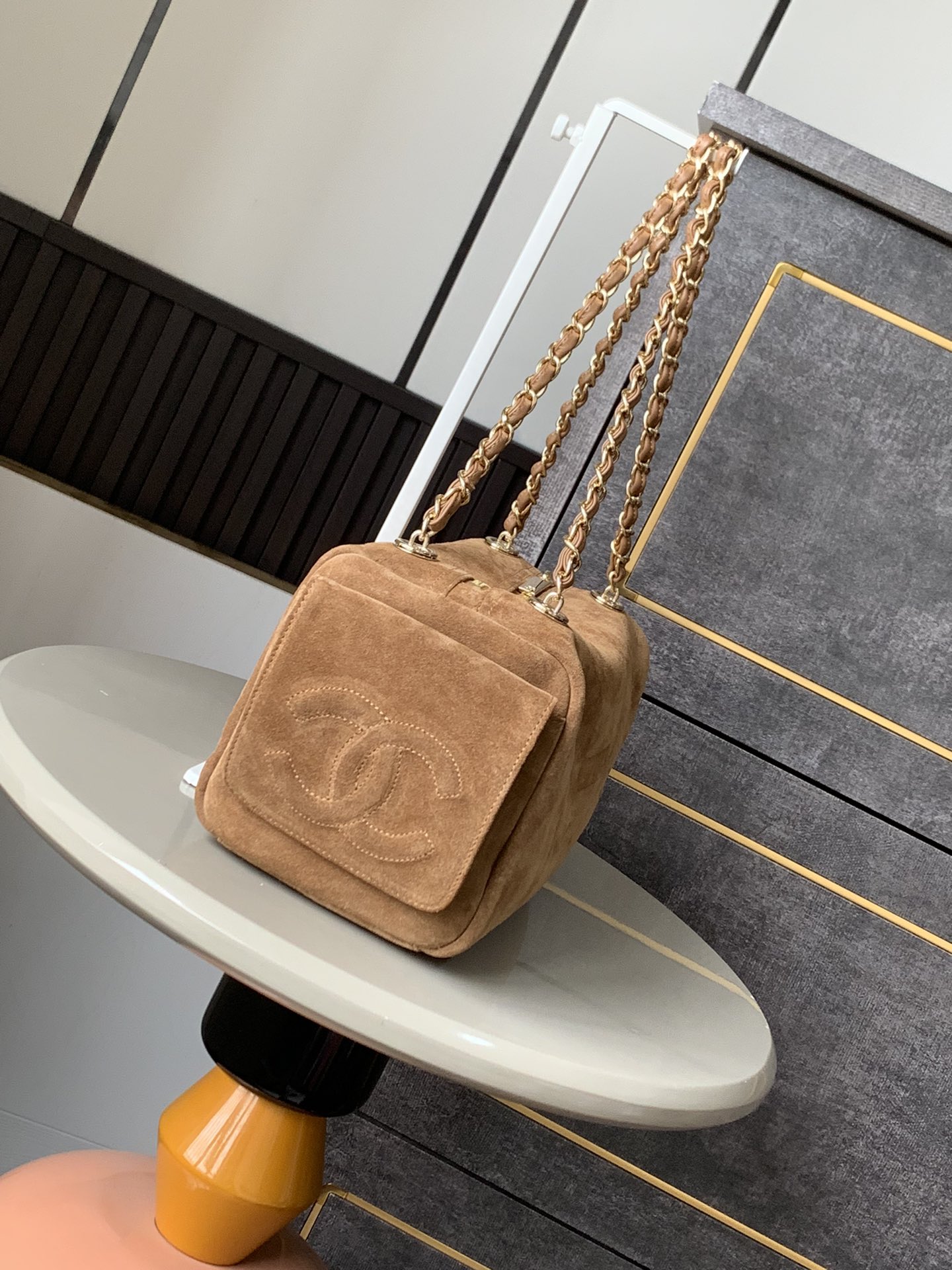 Chanel CC Suede Accordion Flap Bag - Brown Shoulder Bags, Handbags - CHA650570