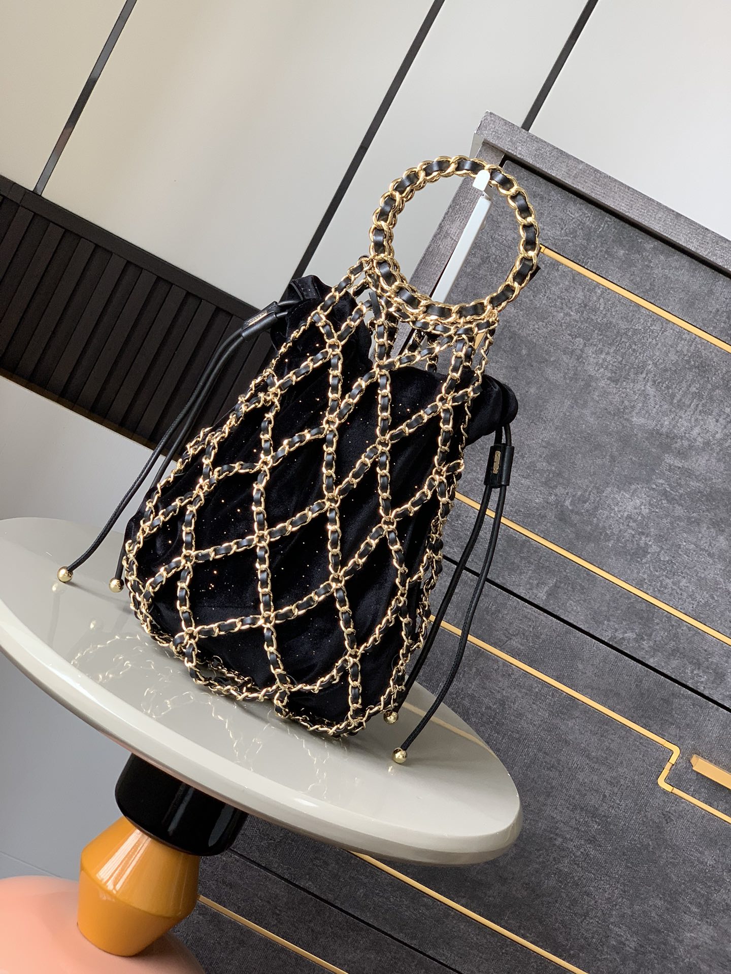 Chanel Chain Net Drawstring Bag - Black Handle Bags, Handbags - CHA1199862