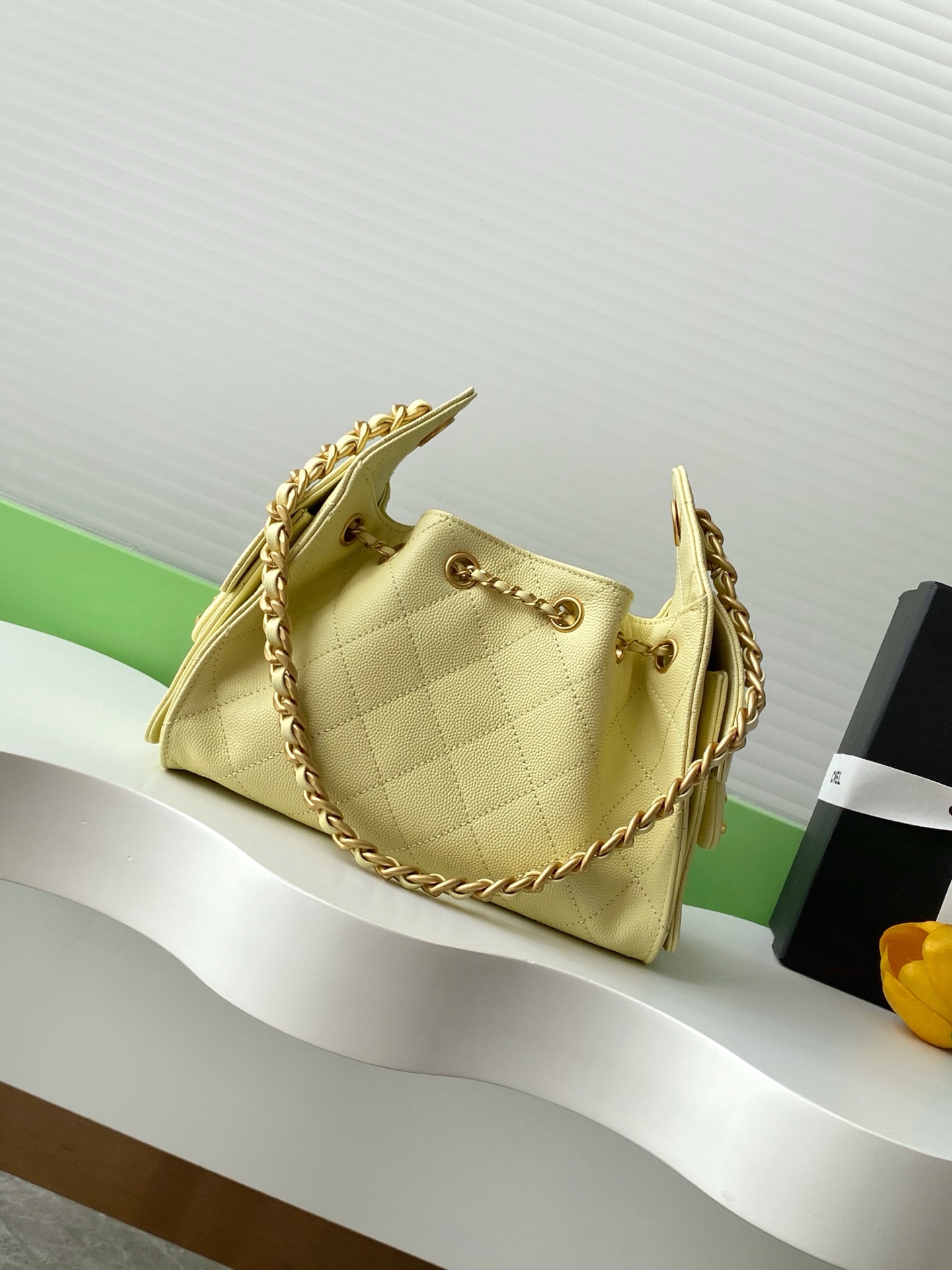 Chanel Chanel 25 small handbag, Grained calfskin & gold-tone yellow