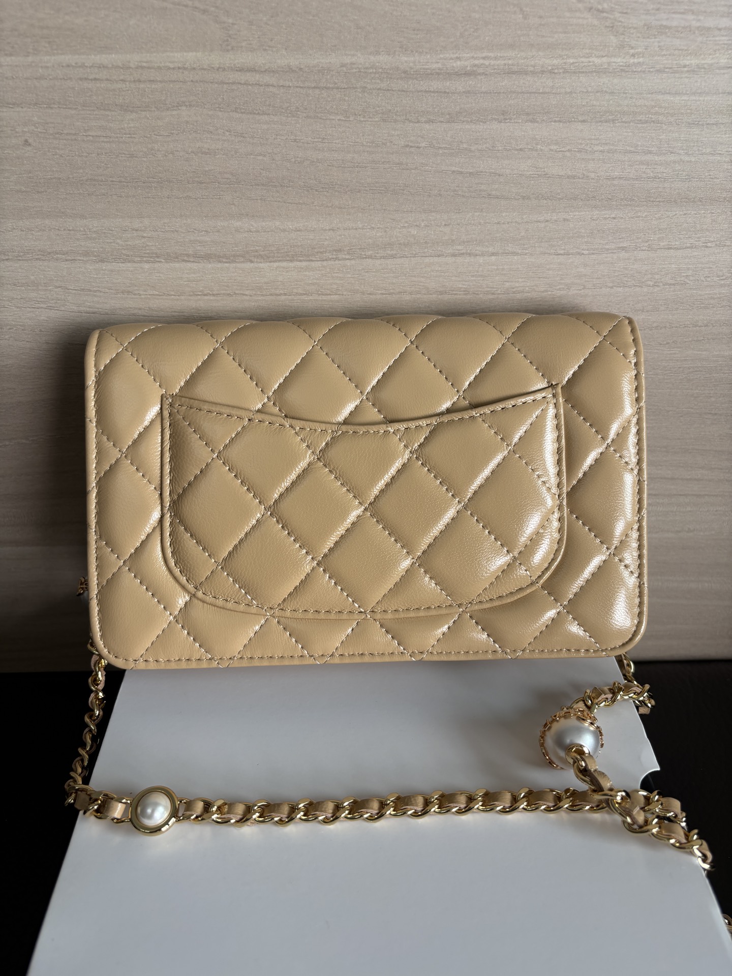 Chanel Classic Flap Wallet on Chain Gold Metal Peach
