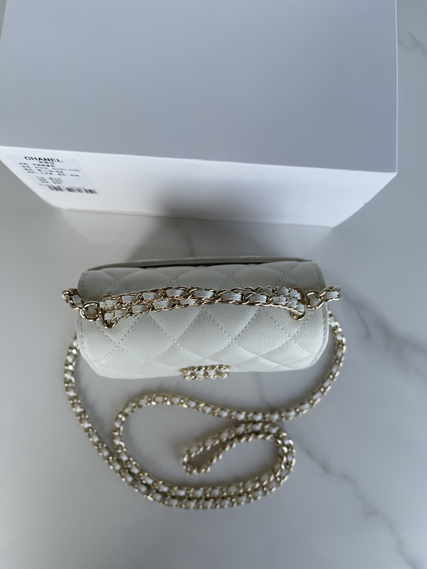 Chanel Clutch with chain - Grained shiny calfskin & gold-tone white