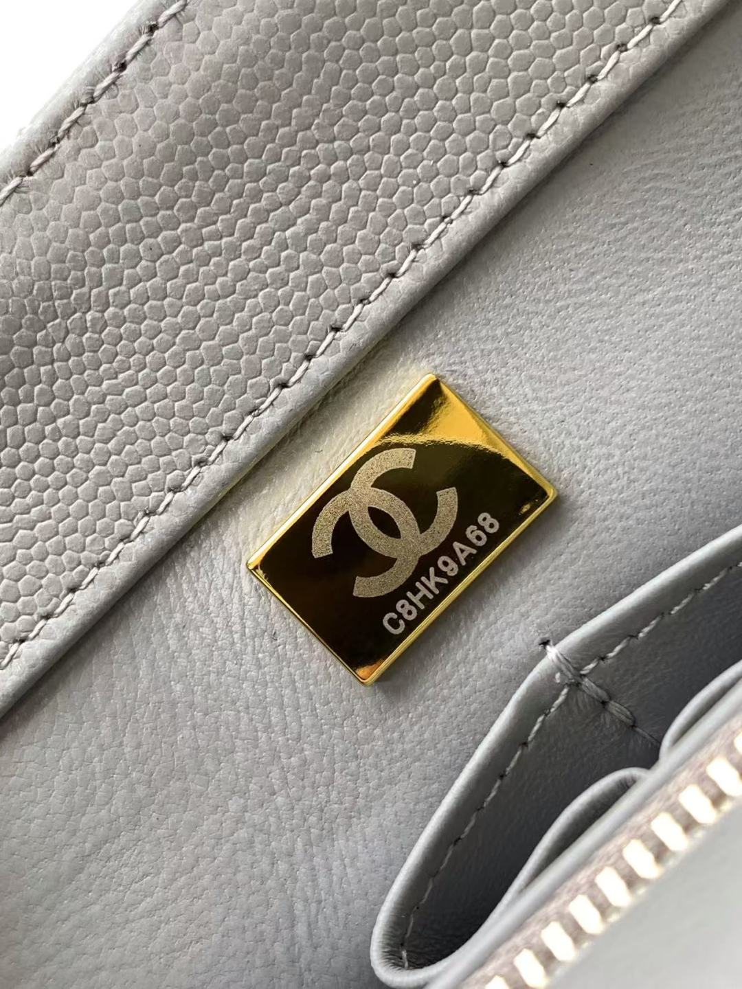 CHANEL Coco Handle Flap Shoulder Bag Grey Quilted