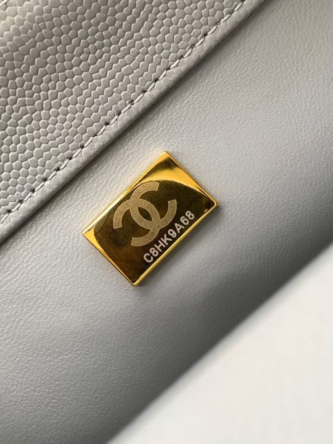 CHANEL Coco Handle Flap Shoulder Bag Grey Quilted