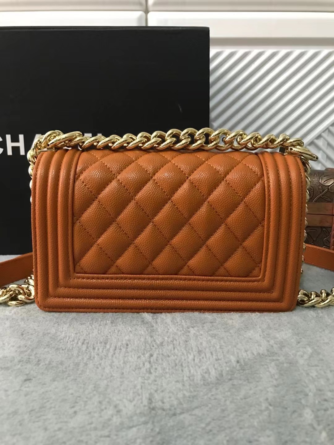 CHANEL Coco Mark MATELASSE Boy Chanel shoulder bag light cha